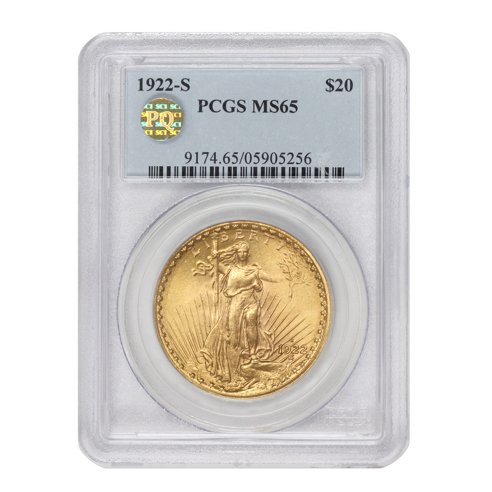 1922-S $20 MS65 PCGS